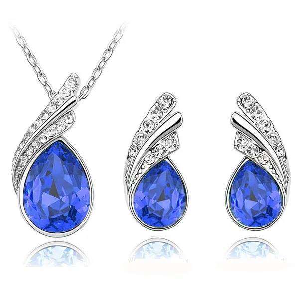 Austrian Blue Crystal Set Necklace & Earrings