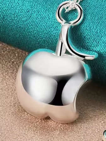 Apple Pendant Necklace   925 Sterling Silver