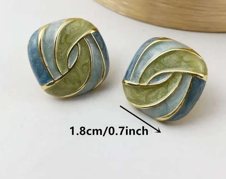 Elegant Enamel Swirl Stud Vintage Earrings Set for Women