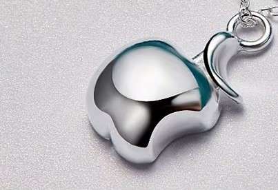 Apple Pendant Necklace   925 Sterling Silver