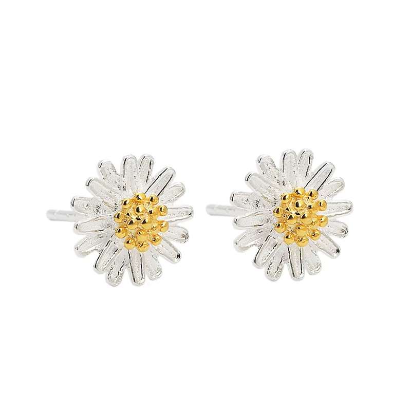 Elegant Daisy Flower Earrings 925 Sterling Silver