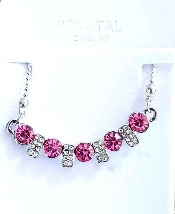 Pink Austrain crystal  Necklace & Earrings Jewelry Set