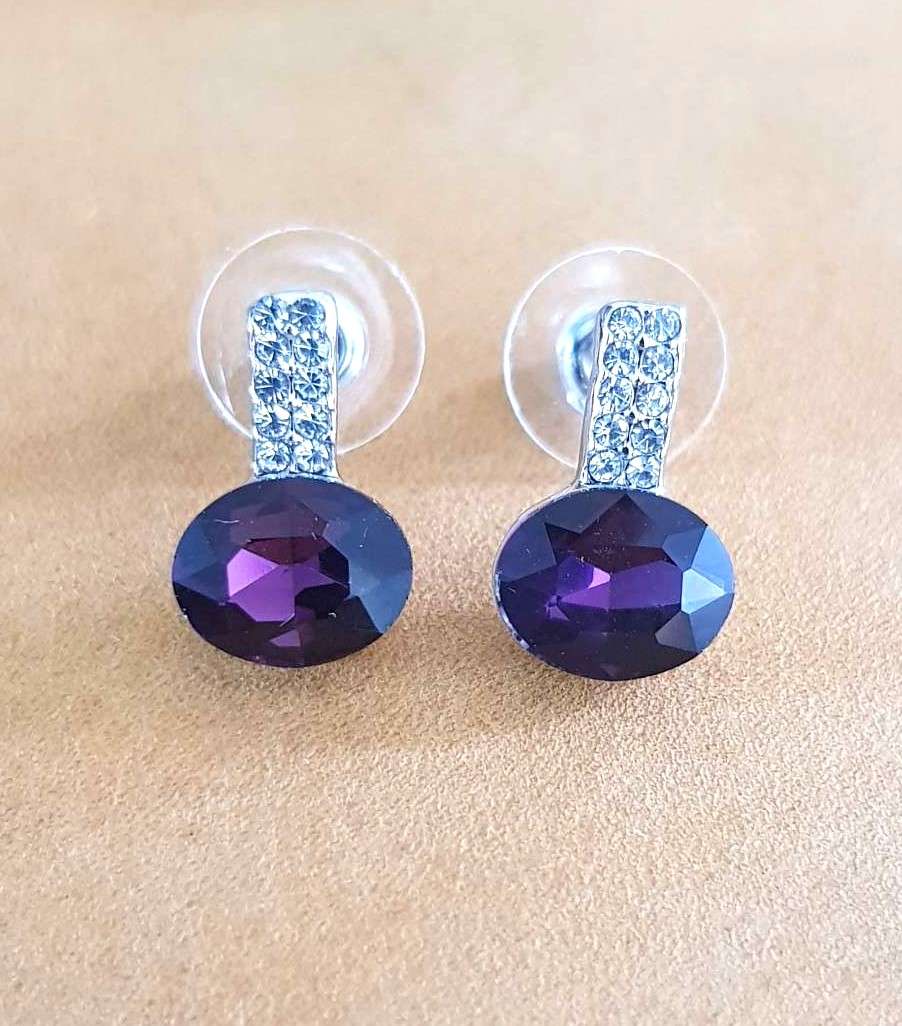 Purple Austrain crystal  Necklace & Earrings Jewelry Set