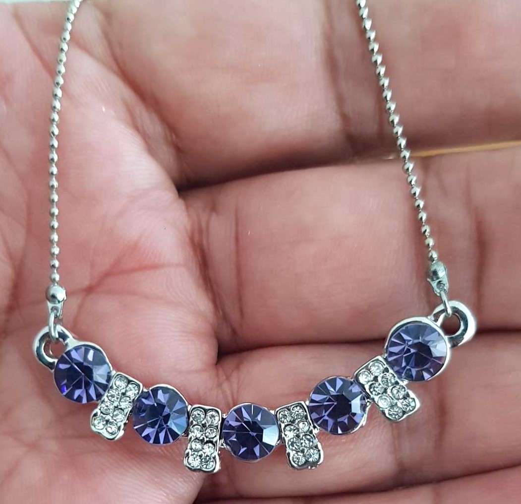 Purple Austrain crystal  Necklace & Earrings Jewelry Set