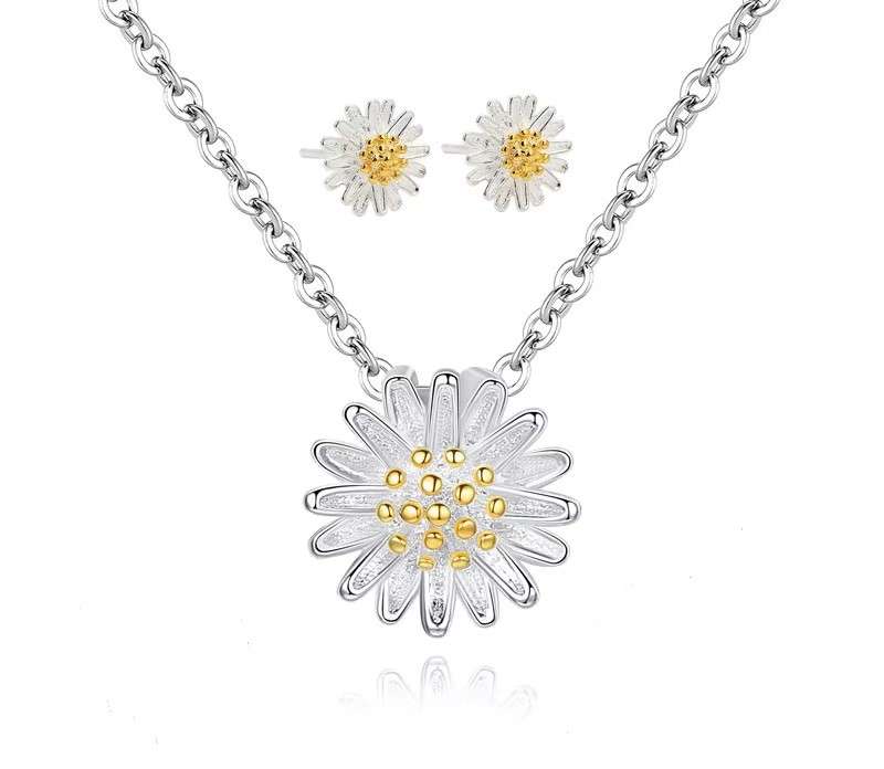 Elegant Daisy Flower Earrings 925 Sterling Silver
