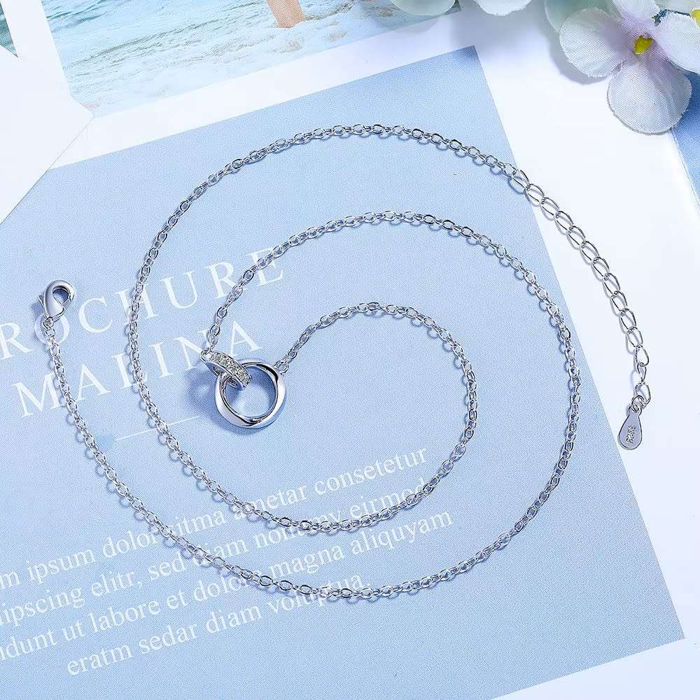 Möbius Ring Clavicle Chain Zircon  Women's Necklace 925 Sterling Silver