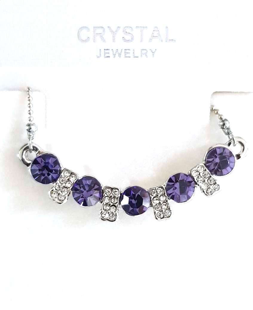 Purple Austrain crystal  Necklace & Earrings Jewelry Set