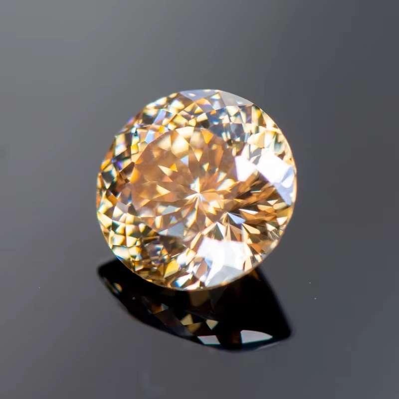 Moissanite 1ct Champagne 100Facetted Round Cut **GRA Certified **BRILLIANT CUT