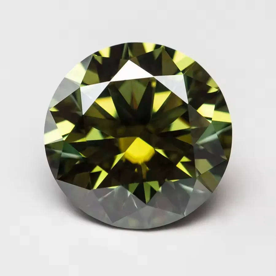 Olive Moissanite Round Cut 1.00ct VVS1 with **GRA Certificate**