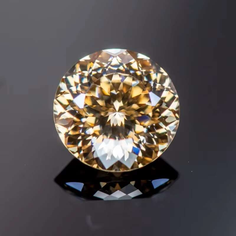Moissanite 1ct Champagne 100Facetted Round Cut **GRA Certified **BRILLIANT CUT