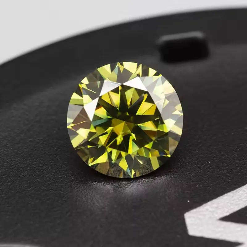 Olive Moissanite Round Cut 1.00ct VVS1 with **GRA Certificate**
