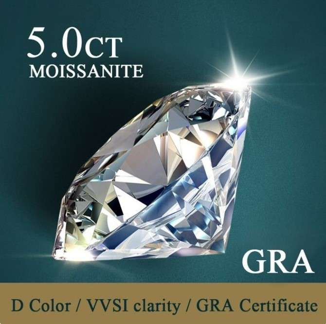**Certified Moissanite** 5.00ct Moissanite Loose Stone  Colour D/VVS1 Excellent Cut
