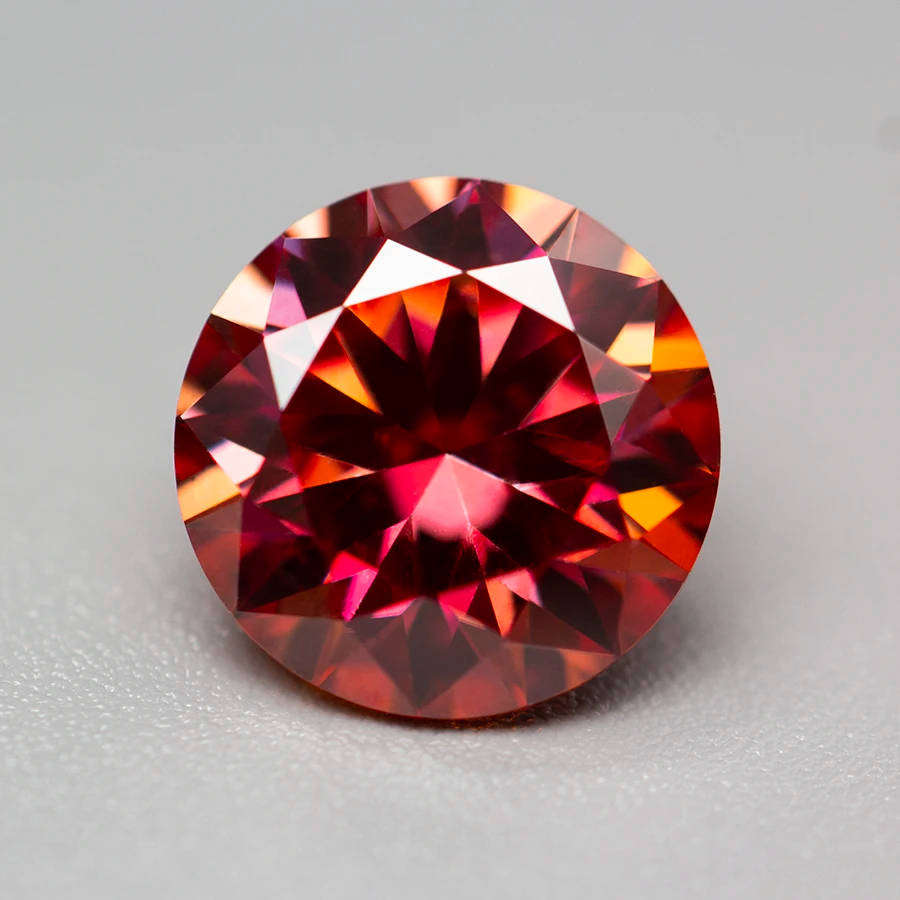 Rainbow Red Moissanite Round Cut 1.00ct VVS1 with **GRA Certificate**