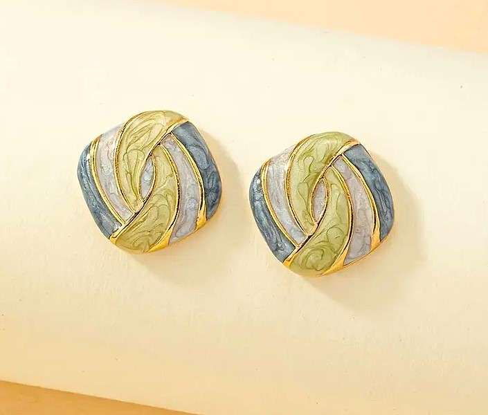 Elegant Enamel Swirl Stud Vintage Earrings Set for Women