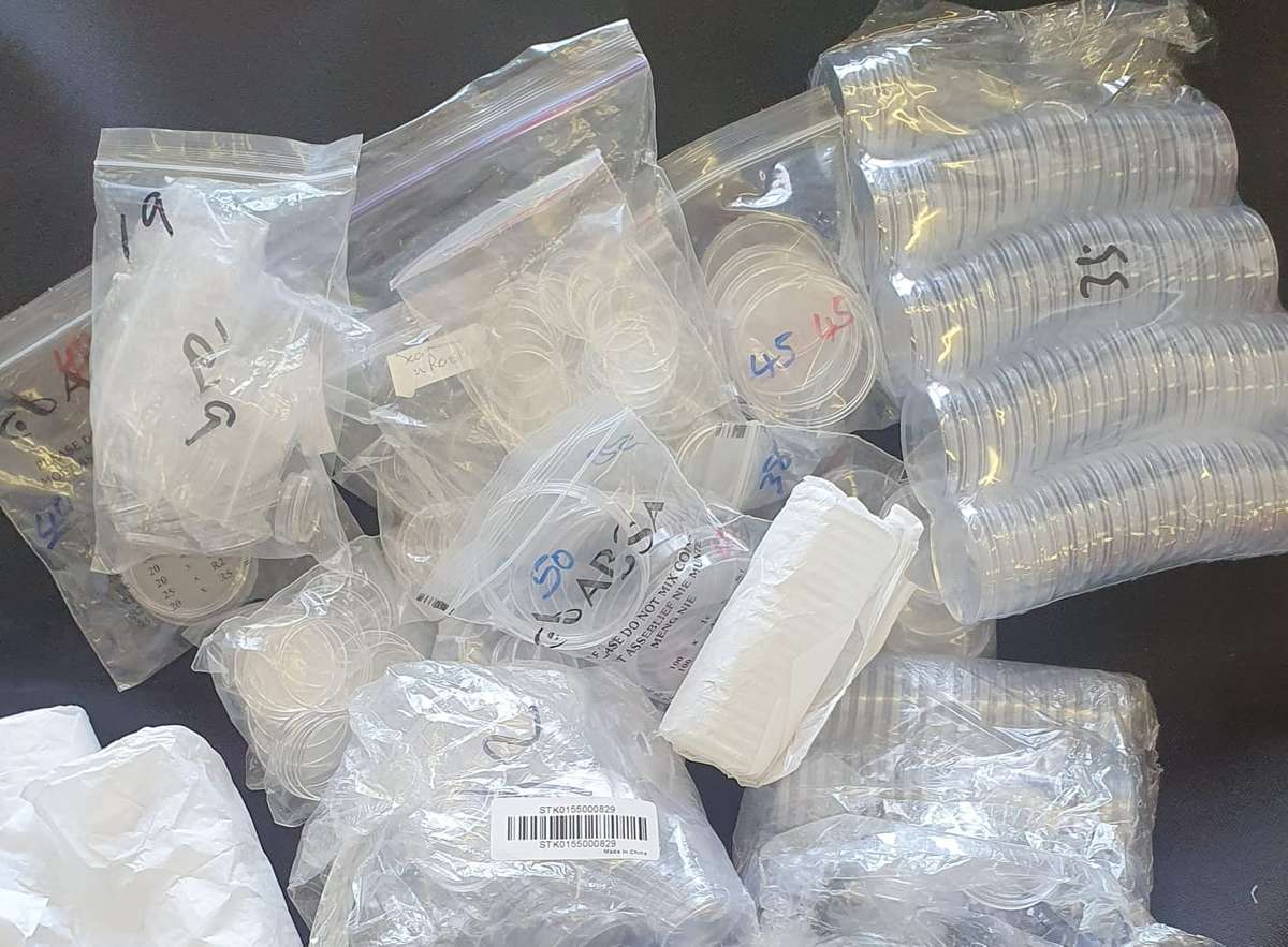 VARIOUS SIZES EMPTY COIN CAPSULES (LUCKY PACKET), 1 X FLYER BAG FULL OF CAPSULES