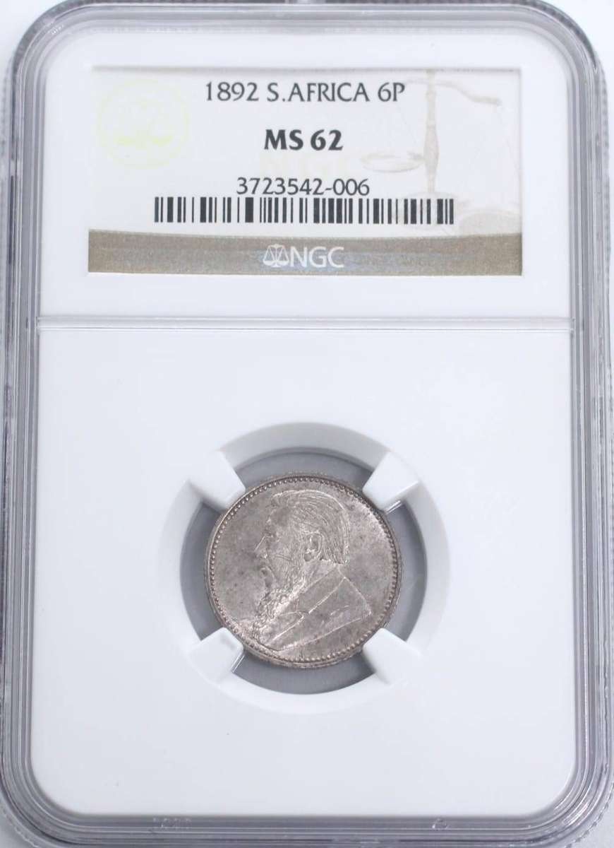 1892 6 PENCE NGC GRADED MS62
