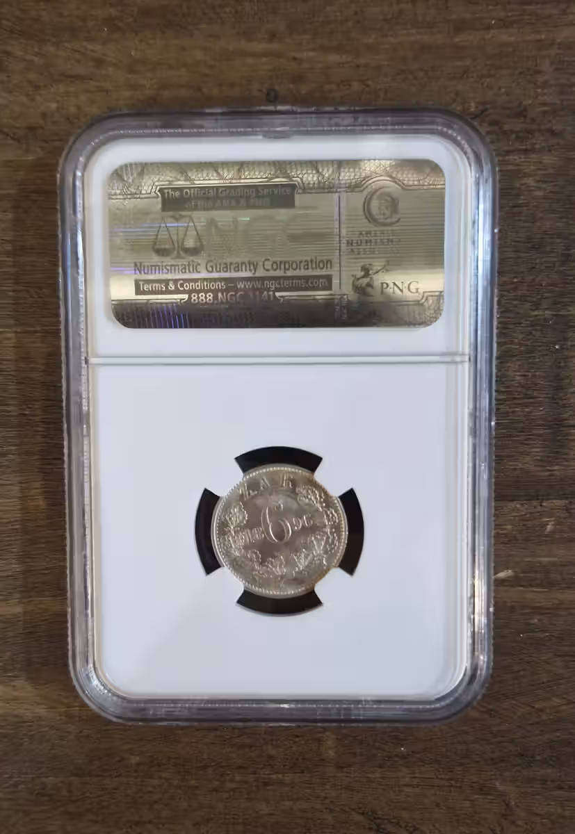 1896 6 PENCE  NGC GRADED MS62