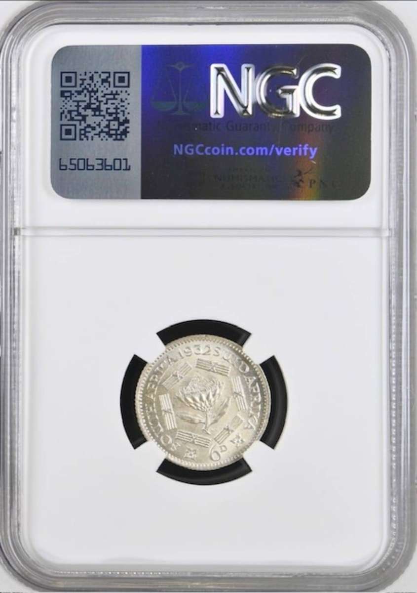 1932 MS64+ 6 PENCE NGC GRADED