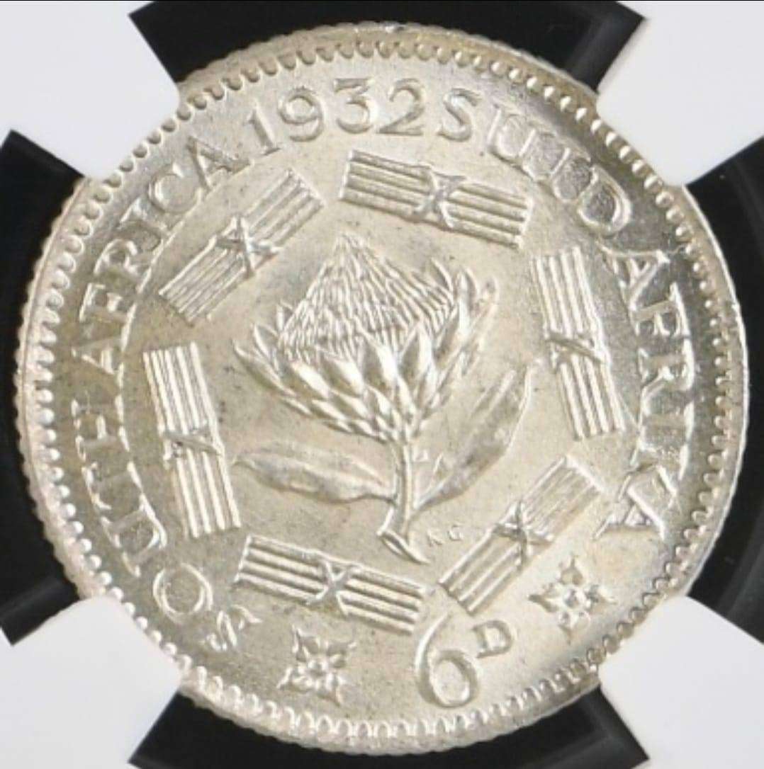 1932 MS64+ 6 PENCE NGC GRADED