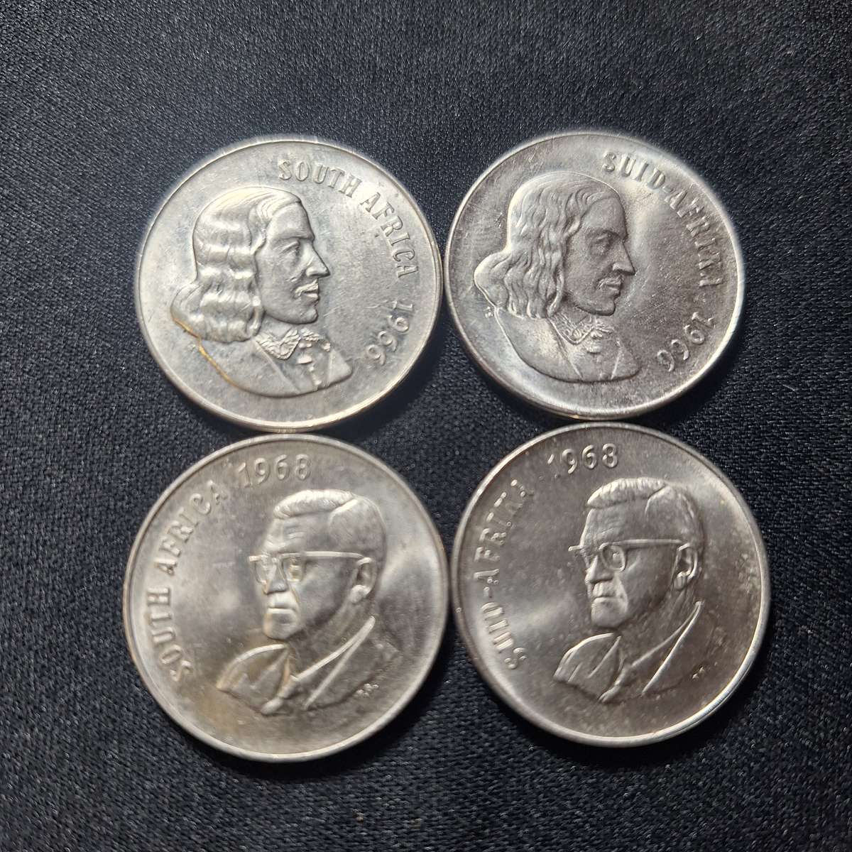 2 x 1966 & 2 x 1968 - 50 cent English & Afrikaans Uncirculated Coins