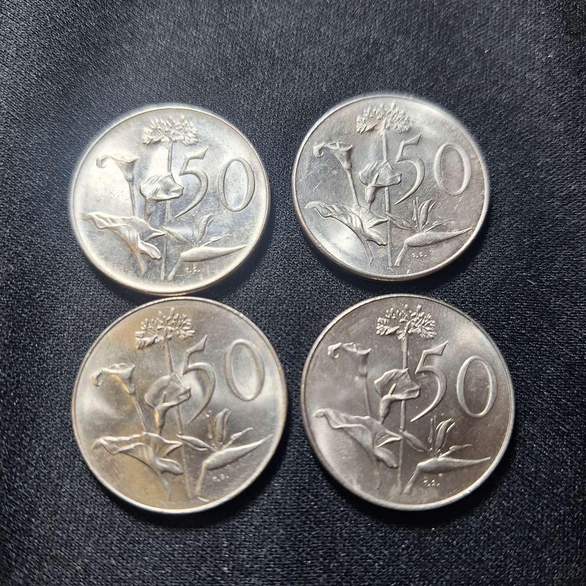 2 x 1966 & 2 x 1968 - 50 cent English & Afrikaans Uncirculated Coins