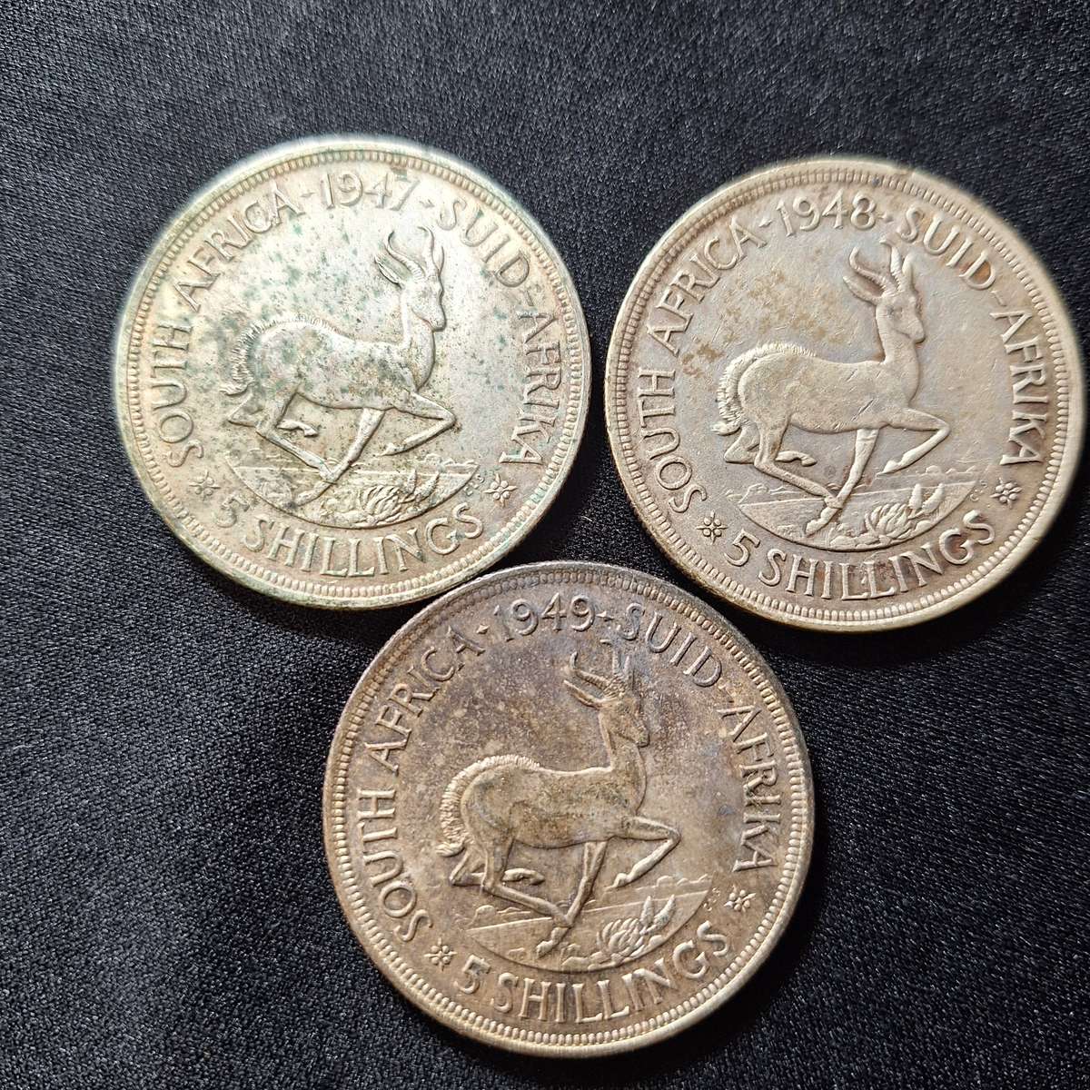 1947 to 1949 SA 5 Shilling Silver Coins