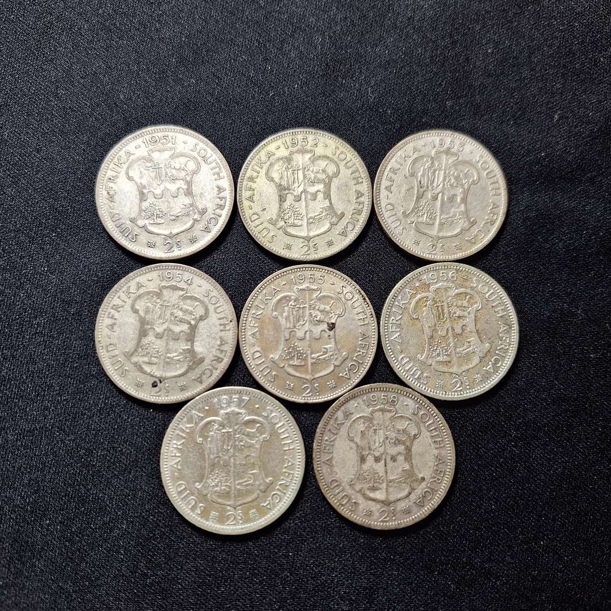 1951 to 1958 2 Shilling Coins