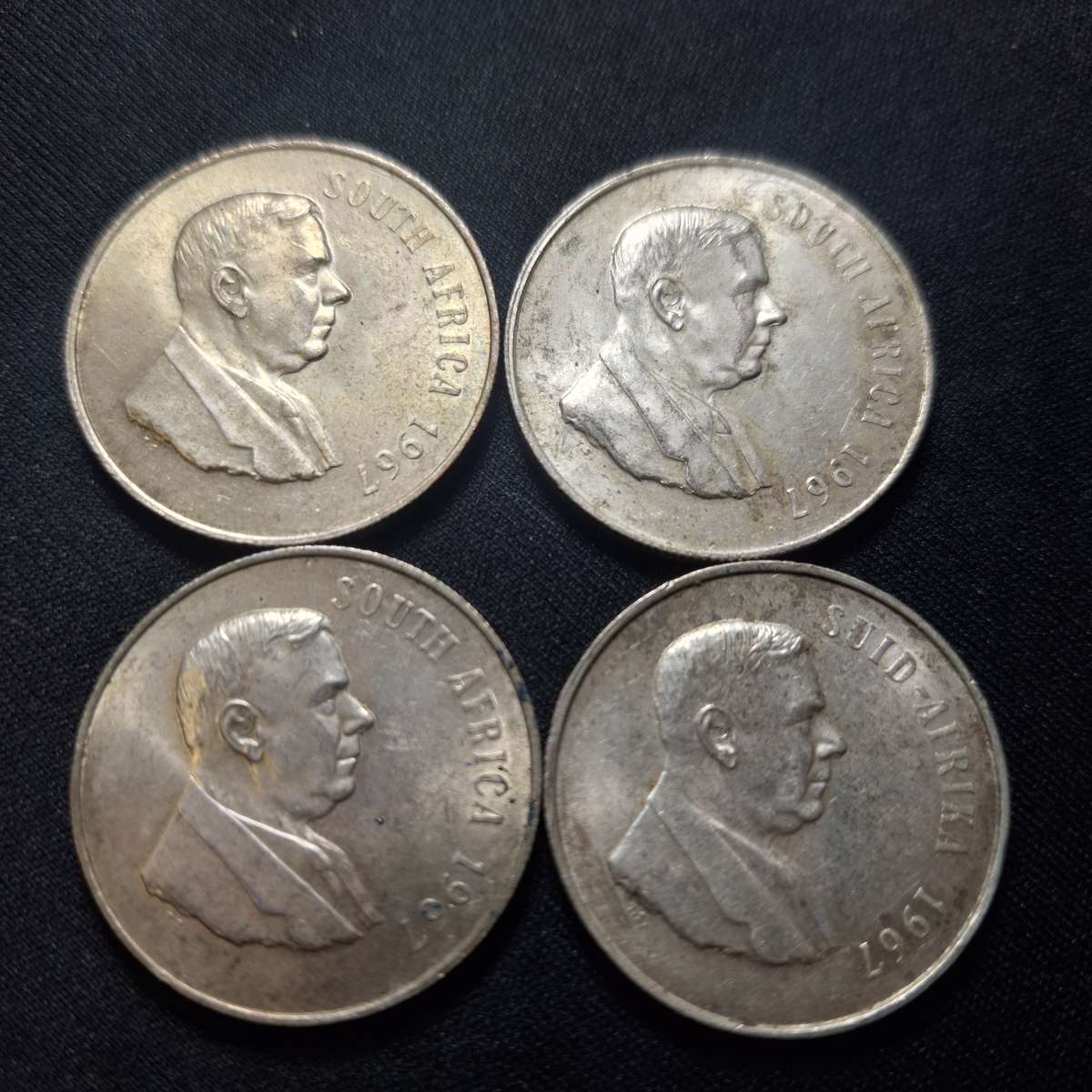 4 x 1967 uncirculated Silver R1 Coins