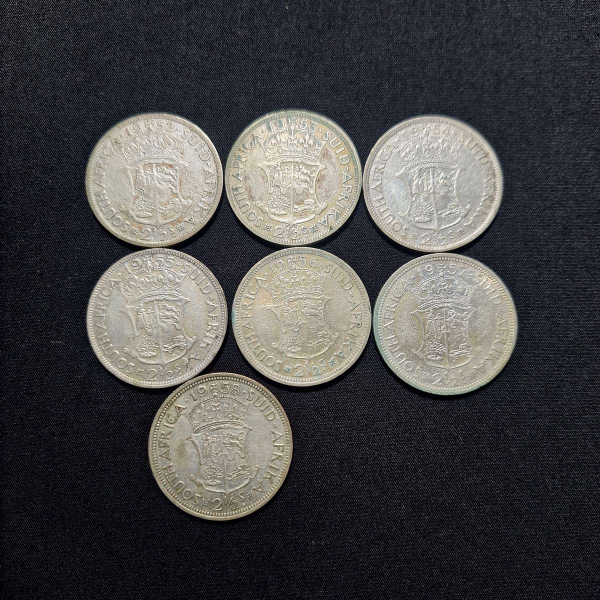 1952 to 1958 - 2  1/2 SA Shilling coins