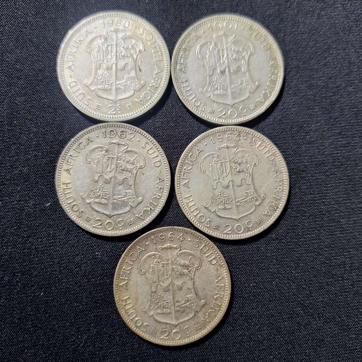 1960 to 1964 - 2 Shilling / 20c SA coins