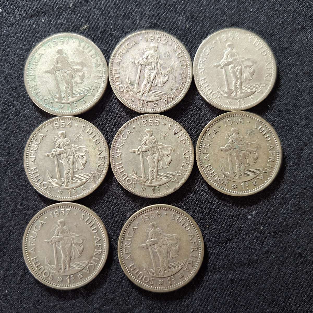 1951 to 1958 - South Africa 1 Shilling Coins