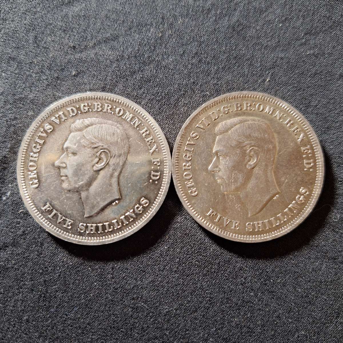 2 x 1951 British 5 Shilling Uncirculated coins