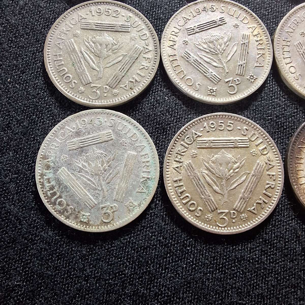 25 x 3D threepence (Tickey) Silver South Africa Coins - Various Dates