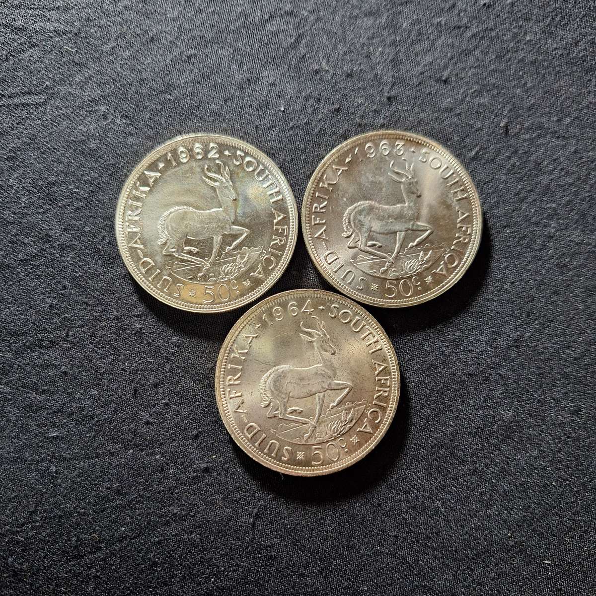 1962, 1963, 1964 Proof 50c Coins - Beautiful Set