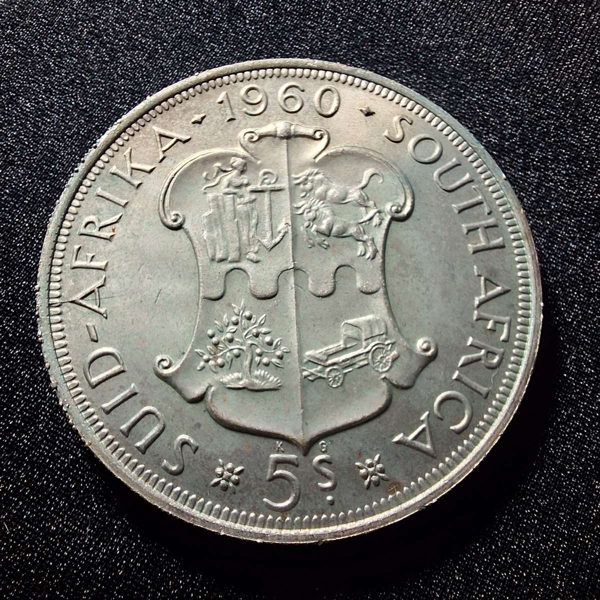1960 Silver 5 Shillings South Africa Coin #1
