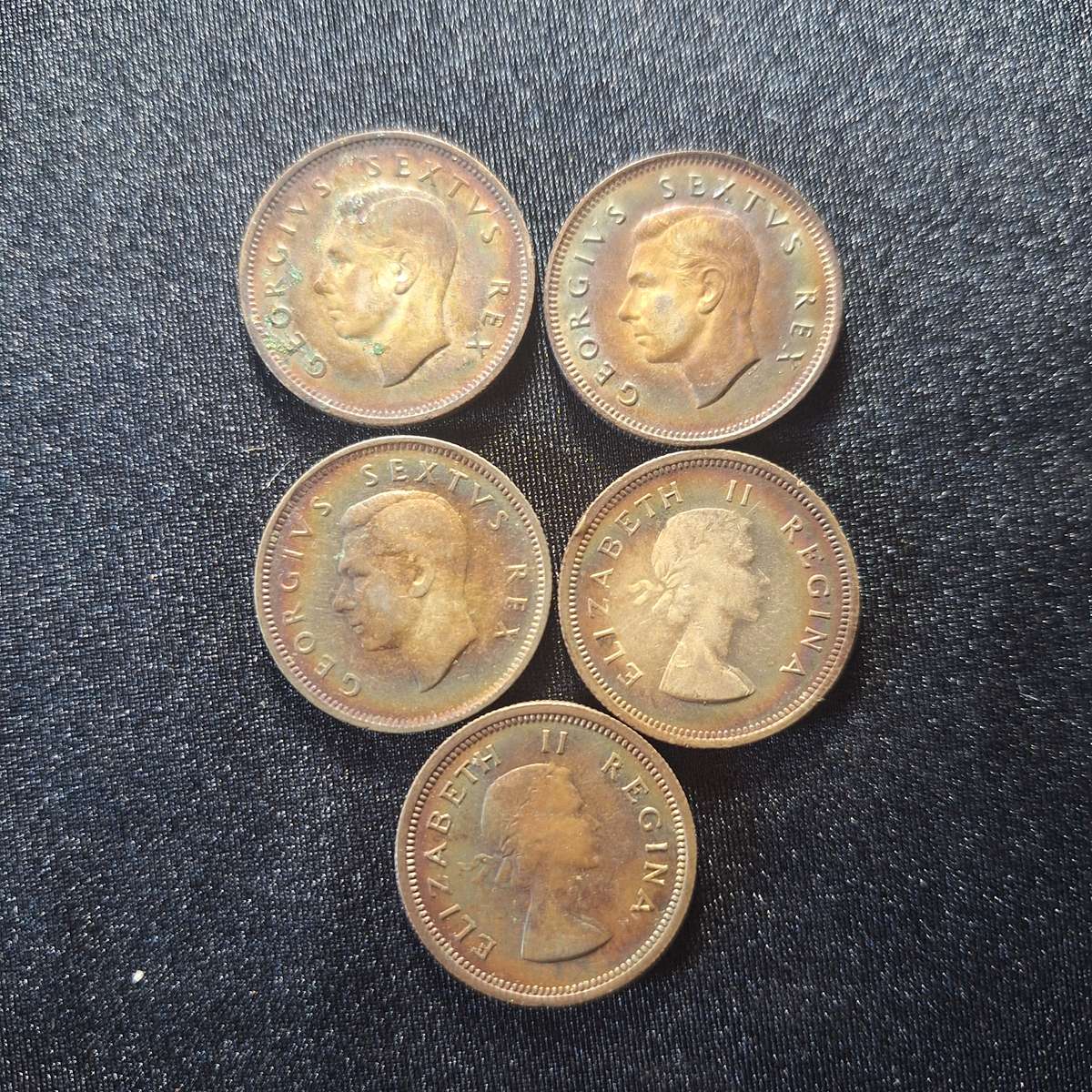 1951, 1951, 1952, 1956 and 1957 Silver 1 Shilling Nicely Toned South Africa Coin