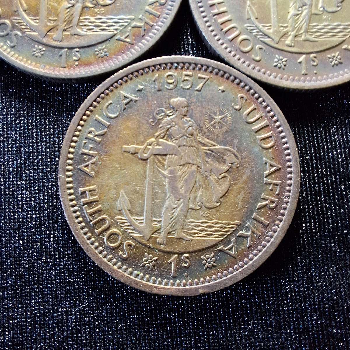 1951, 1951, 1952, 1956 and 1957 Silver 1 Shilling Nicely Toned South Africa Coin