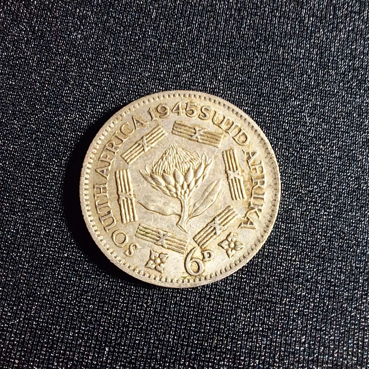 1945 6D Sixpence Silver South Africa Coin
