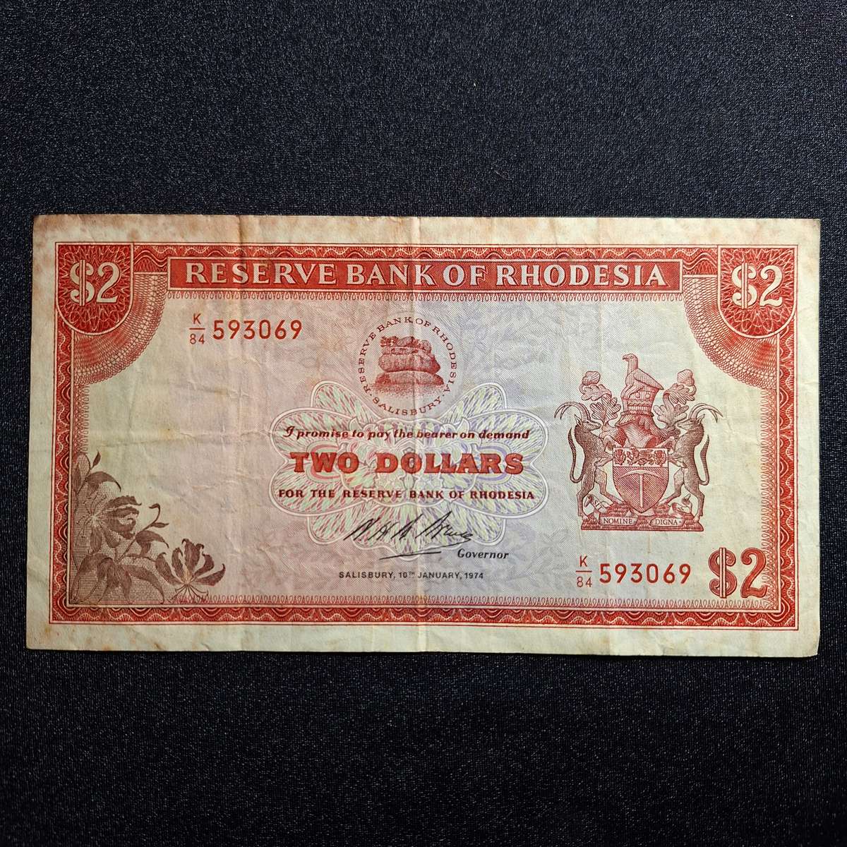 1974 Rhodesia $2 Note
