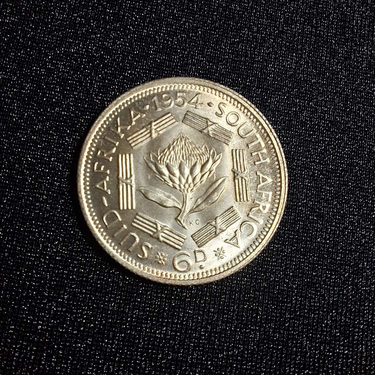 1954 6D Sixpence Silver South Africa Coin