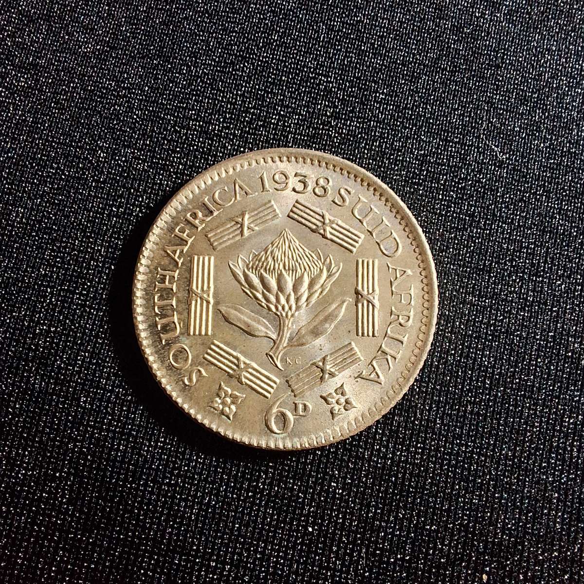 1938 PL 6D Sixpence Silver South Africa Coin