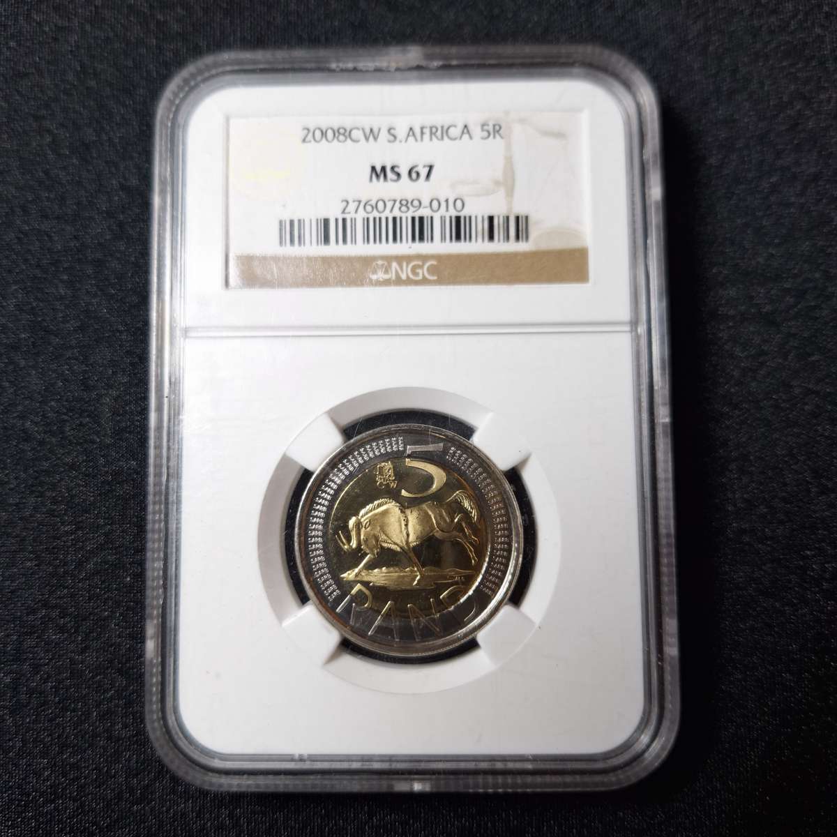 2008 R5 CW NGC MS67 Oom Paul South Africa Coin
