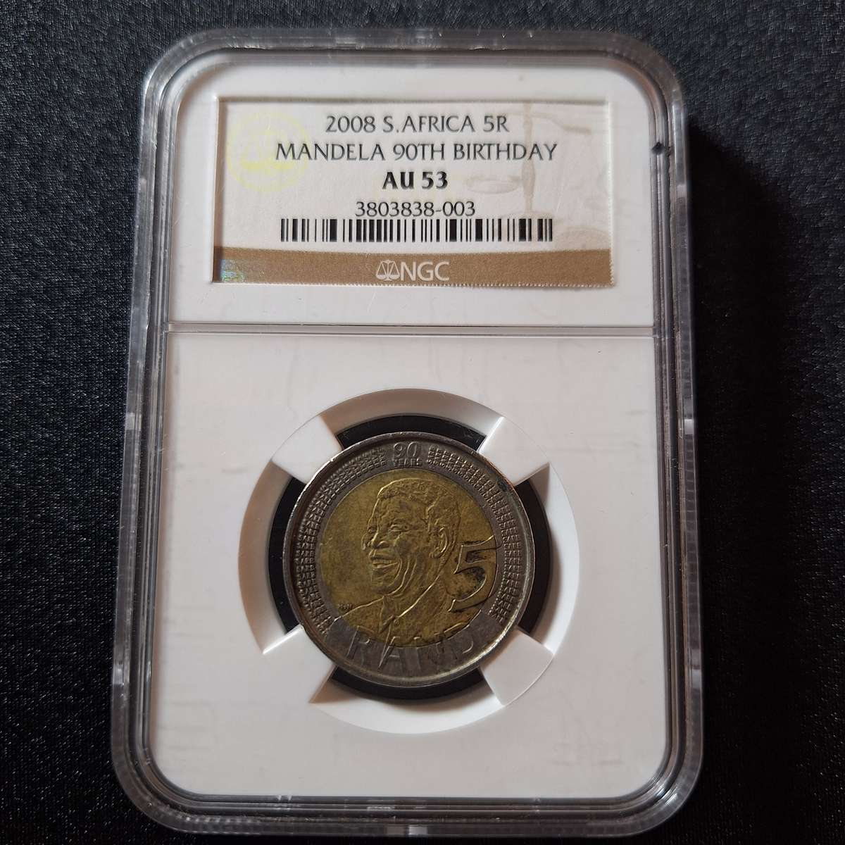 2008 R5 NGC AU 53 South Africa Mandela Birthday Coin