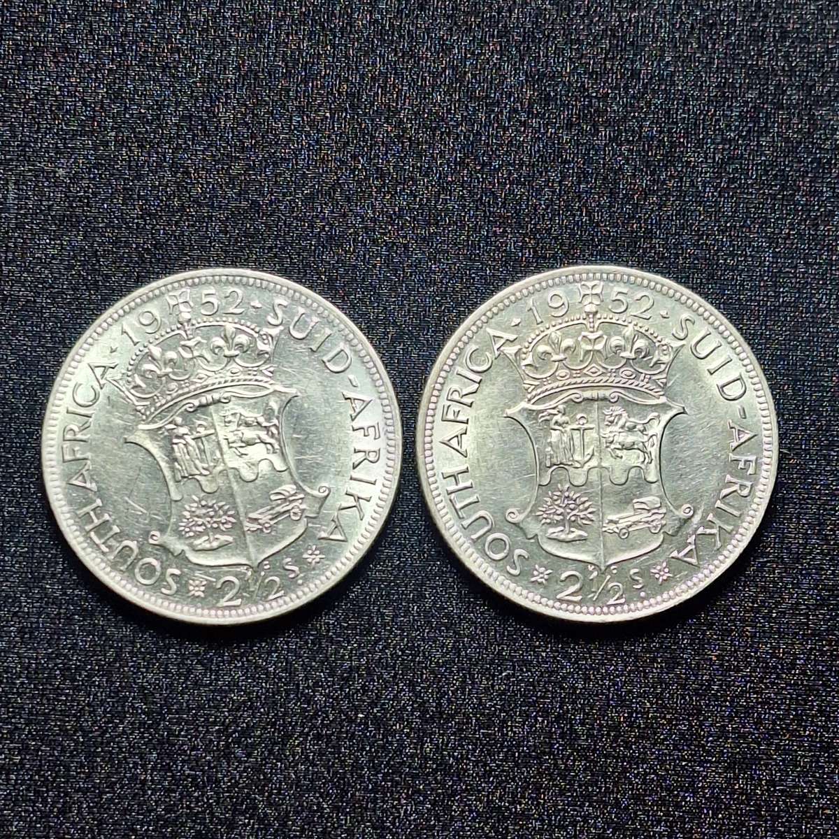 2 x 1952 2 1/2 Shilling South Africa Coins