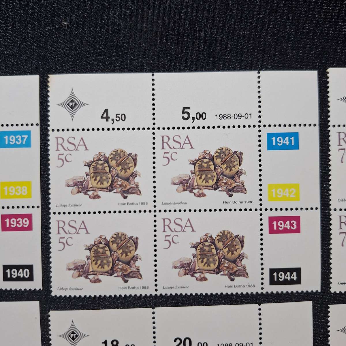 1988 Full Set 1c to R2 Succulents Control Blocks MNH