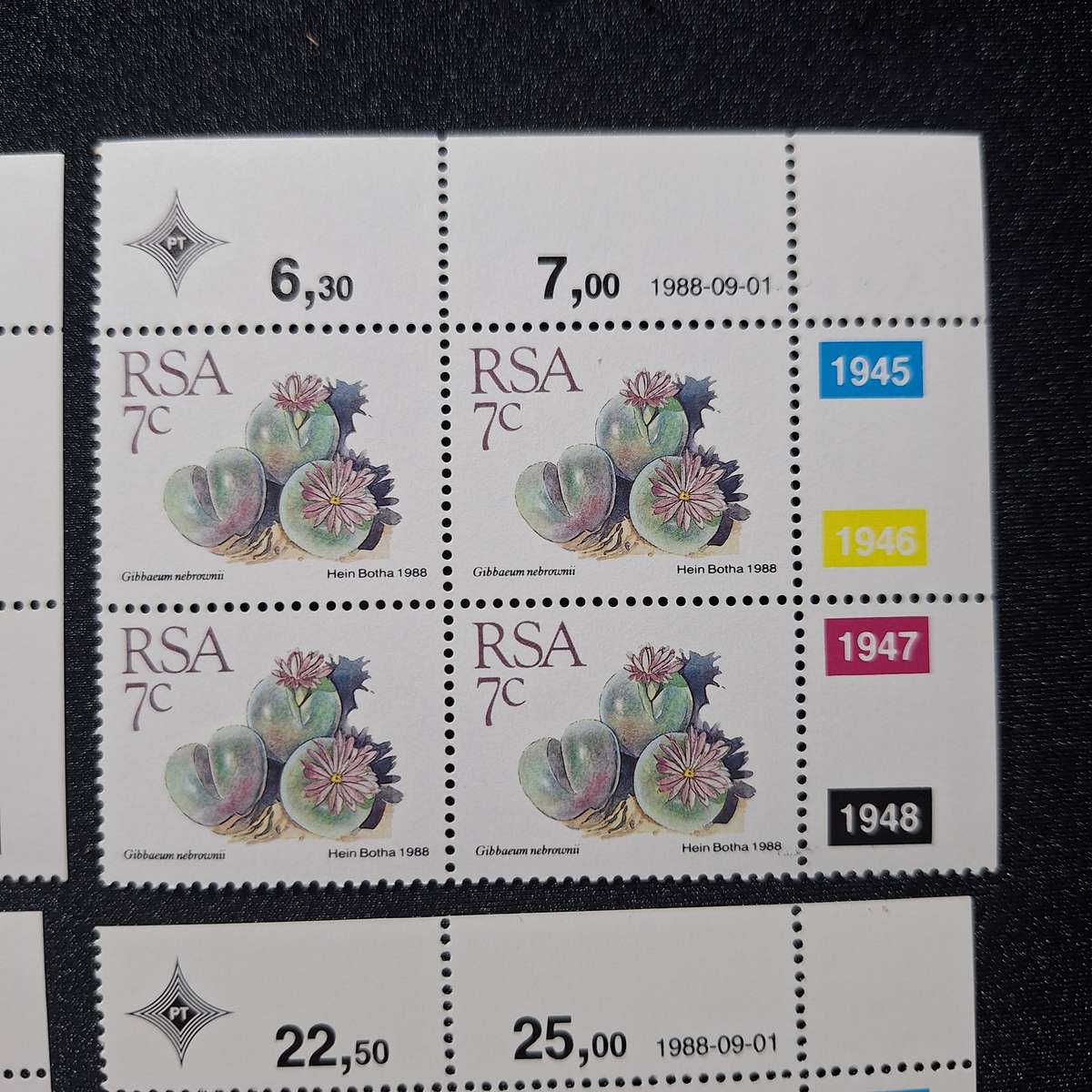 1988 Full Set 1c to R2 Succulents Control Blocks MNH