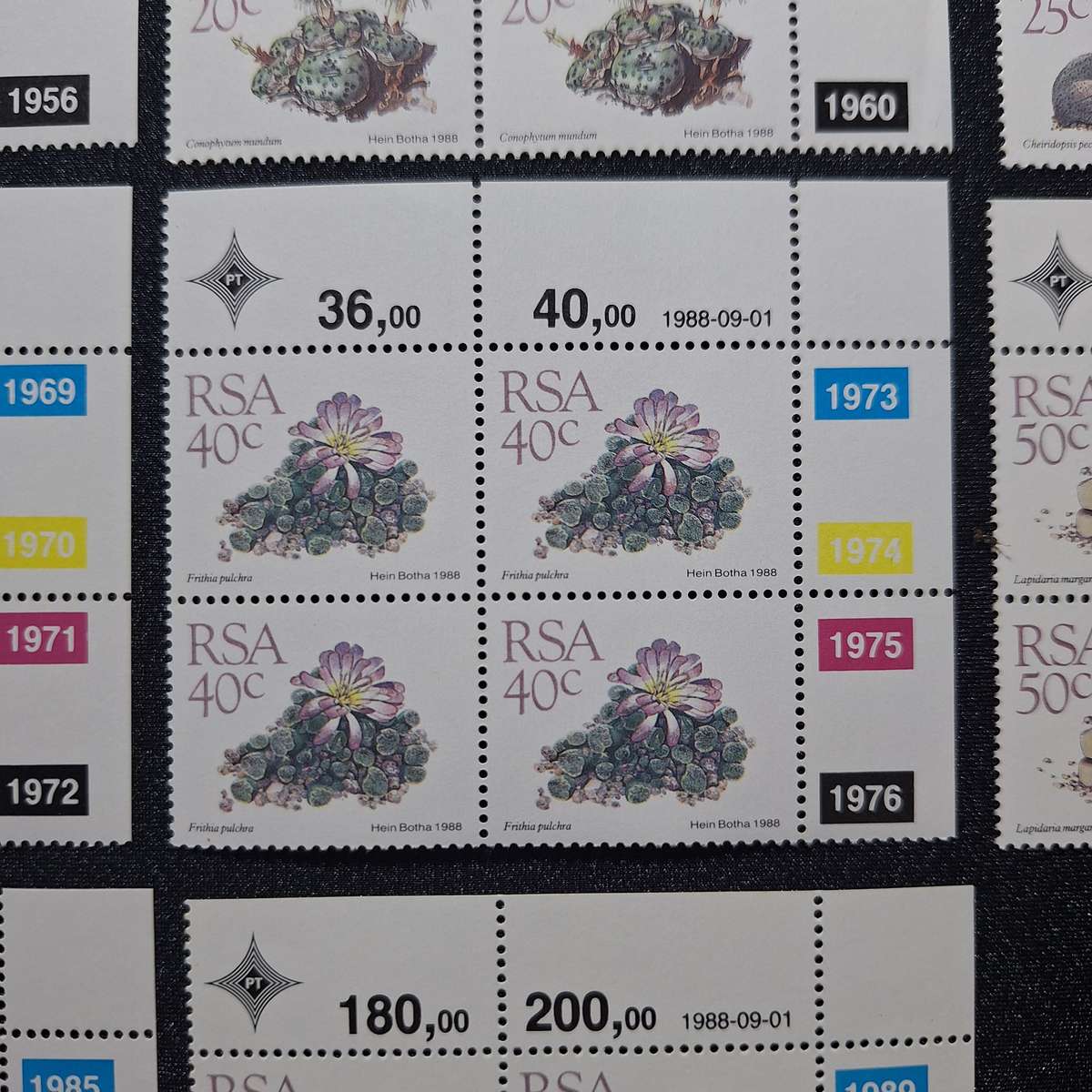 1988 Full Set 1c to R2 Succulents Control Blocks MNH