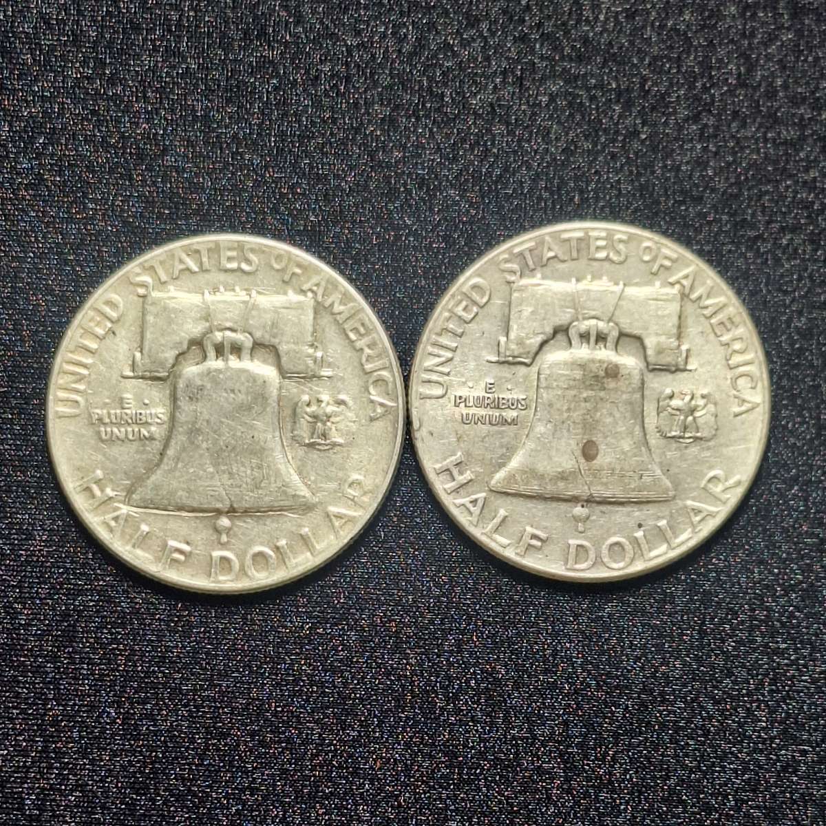 1949 and 1954 US Half Dollar  .90% Silver Coins Total 24.6 Grams