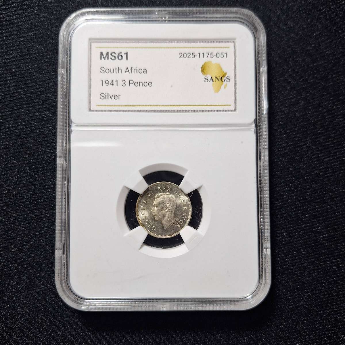 1941 Silver 3 Pence MS61 SANGS Graded South Africa Coin