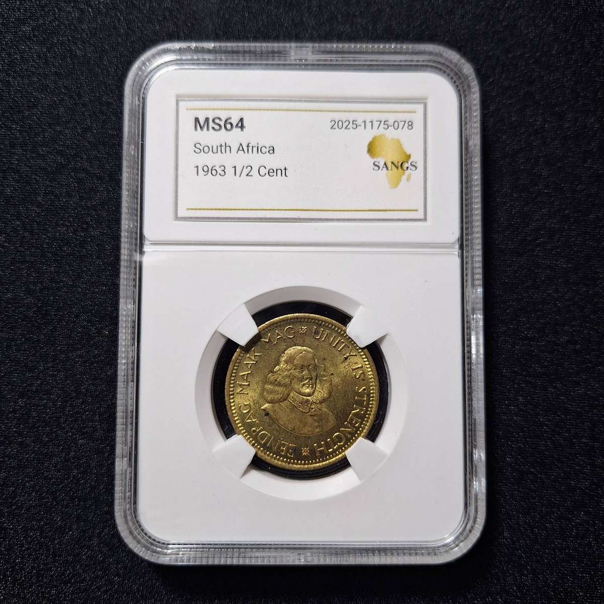 1963 1/2 Cent MS64 SANGS Graded South Africa Coin as per Photos
